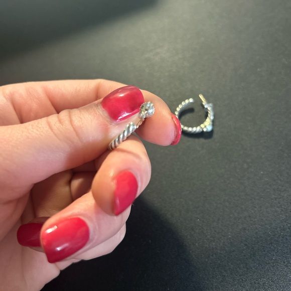 David Yurman Silver Gold Pearl Hoop Earrings - Picture 6 of 9